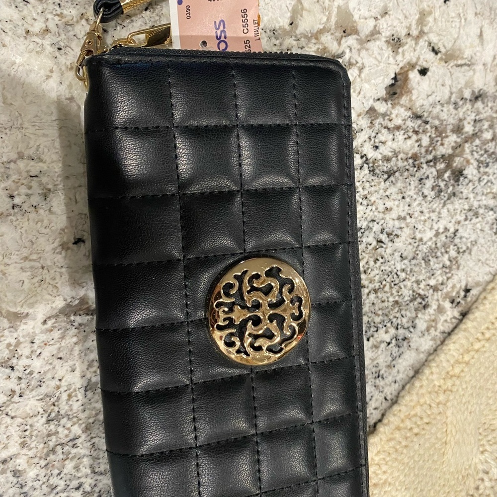 Luxurious Black and Gold‎ Quilted Wallet